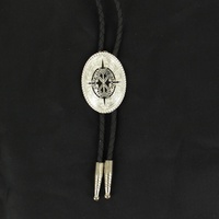 Bolo Tie Silver &amp; Black Aztec Shield