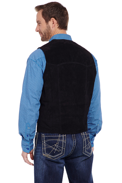 Suede Leather Vest Black Cripple Creek