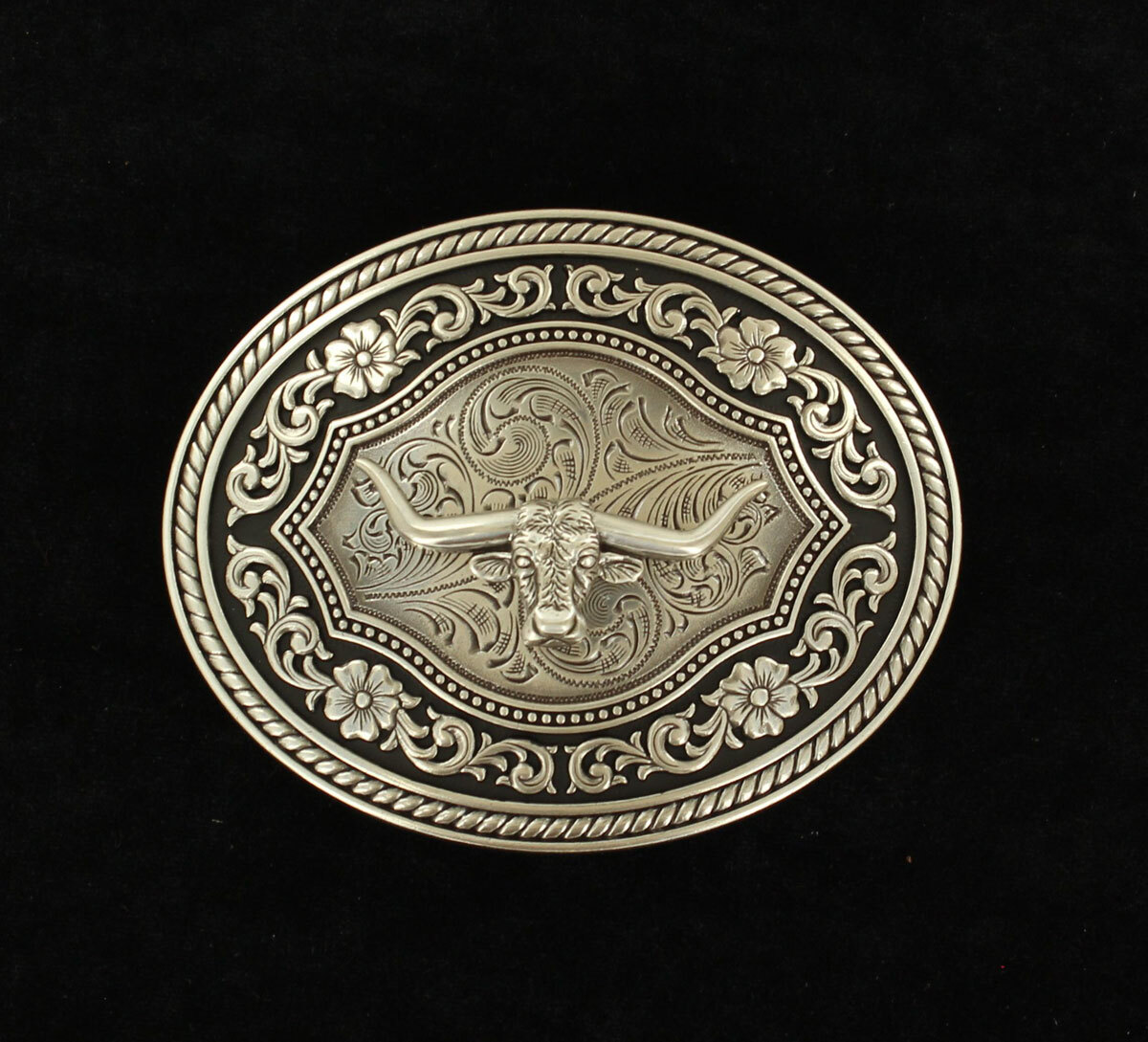 Rope Edge Scroll Longhorn Buckle