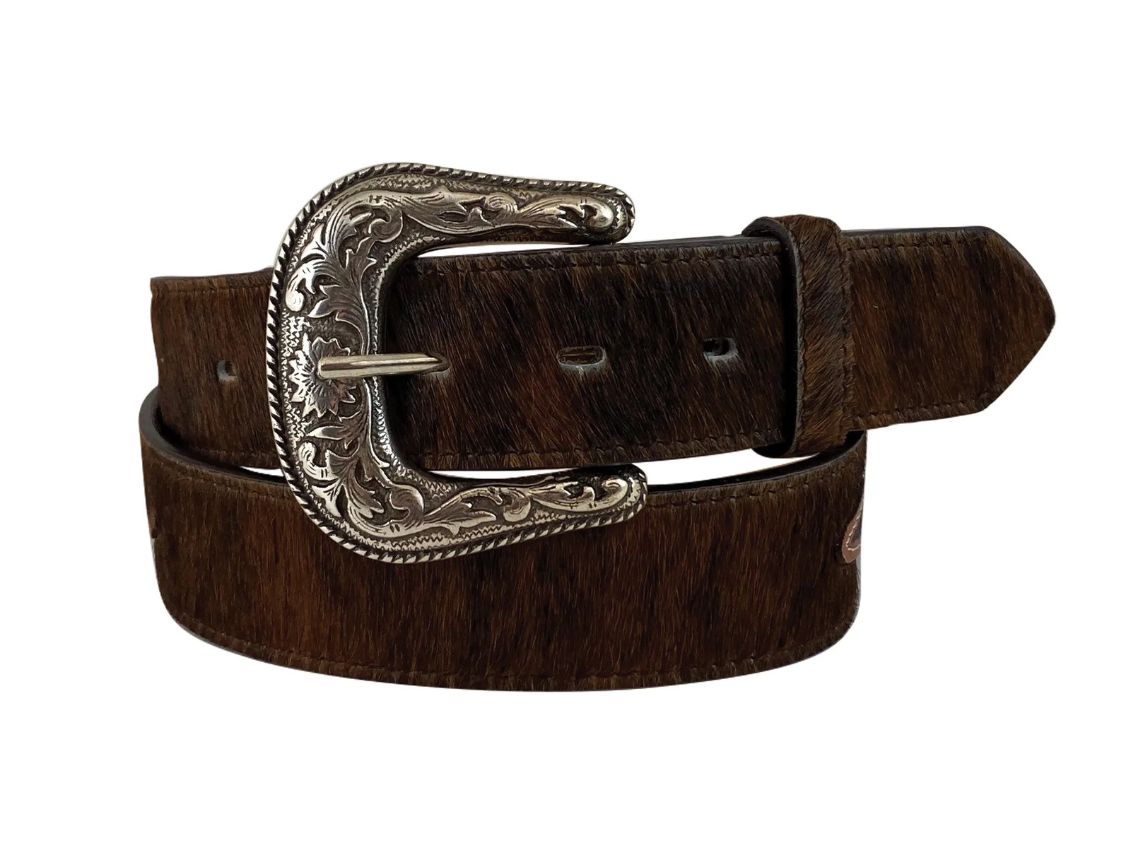 Floral Hand Tooled Hair on Belt