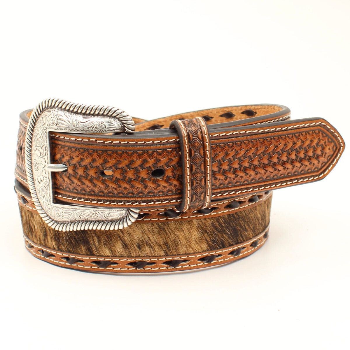 Basketweave & Calf Hair Belt