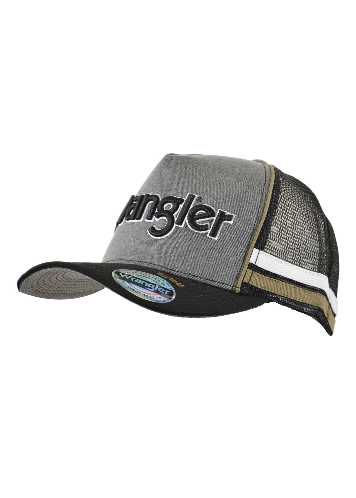 Jake Square Front Trucker Cap, Charcoal Marle