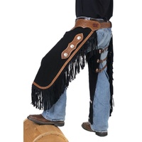 Suede Chinks with Basketweave Accents, Black