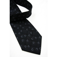Small Horseshoes Silk Tie, Charcoal