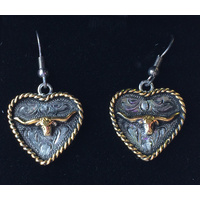 Earrings Antique Longhorn Heart
