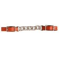 Curb Strap with Flat Twisted Chain, Chestnut
