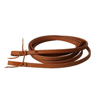 Split Reins Harness Leather Double Stitched with Popper 3/4&quot; x 7&#39;