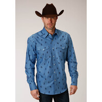 Mens Amarillo Cowboy Print Shirt