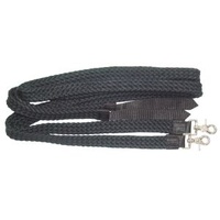 Flat Braided Cotton Split Reins, Black - 7&#39;6&quot;