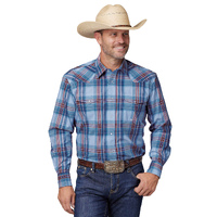Mens Amarillo Blue &amp; Maroon Plaid Shirt