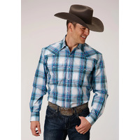 Mens Amarillo Blue Plaid Shirt