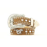 Girls Belt Running Horses, Brown
