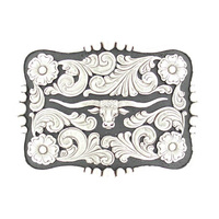Black &amp; Silver Longhorn Buckle