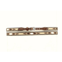 Embroidered Hatband with Diamond Conchos, Brown