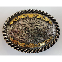 Antique Silver w/Gold Accent Oval Buckle
