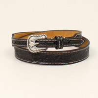 Tapered Stitched Black Floral Tooled Hatband