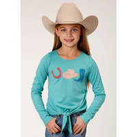 Girls Five Star Long Sleeve Tee, Blue