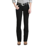 Womens Mid Rise Boot Cut Jean, Black