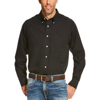 Mens Solid Black Wrinkle Free Shirt