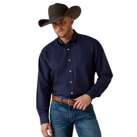 Mens Wrinkle Free Solid Shirt, Navy Blue