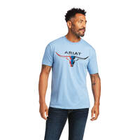 Mens Bred in the USA Tee, Light Blue Heather