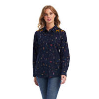 Womens REAL Dakota Snap Shirt, Navy Multi