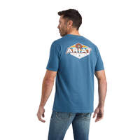 Mens Hexafill Tee, Steel Blue Heather