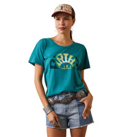 Womens Rainbow Tee, Teal Green Heather