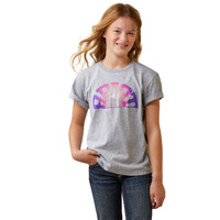 Girls Rainbow Sunset Tee, Athletic Heather