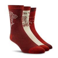 Womens Charm Crew Socks (3 Pack), Burnt Brick Toile