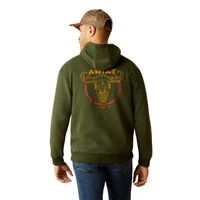 Mens Barbwire Skull Hoodie, Dark Green