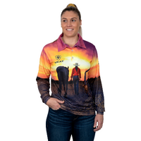 Womens Fishing Shirt, Western Sunset