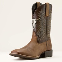 Mens Sport Steer Skull Boots, Bitter Chocolate