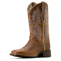 Womens Canyon Point Wide Square Toe Western Boot, Mesa Brown