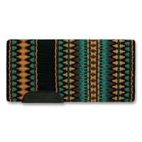 40&quot; x 34&quot; Double Arrow Saddle Blanket, Black/Tan/Teal