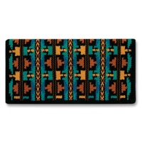 38&quot; x 34&quot; Broken Arrow Saddle Blanket, Black/Rust/Teal