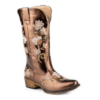 Womens Riley Floral, Bronze Metallic