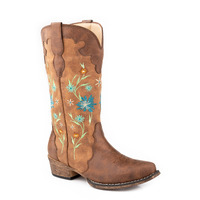 Womens Riley Blossom, Tan Embroidered
