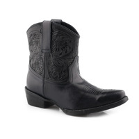 Womens Dusty Tooled Black Leather