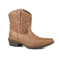 Womens Dusty Tooled Tan Leather