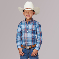 Boys Amarillo Blue &amp; Maroon Plaid Shirt