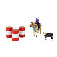 All Around Cowgirl with Barrels and Calf