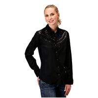 Womens Five Star Black Sequin Shirt