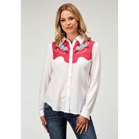 Womens Studio West Red Embroidered Shirt