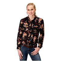 Womens Five Star Black Cowboy Shirt