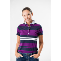 Womens Polo Shirt Plum Stripe