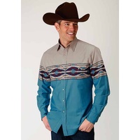 Mens Aztec Border Print Shirt