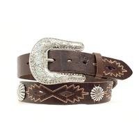 Concho and Stitch Belt, Brown