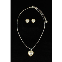 Engraved Heart Necklace & Earring Set