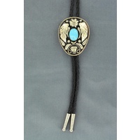 Bolo Tie Turquoise Leaves